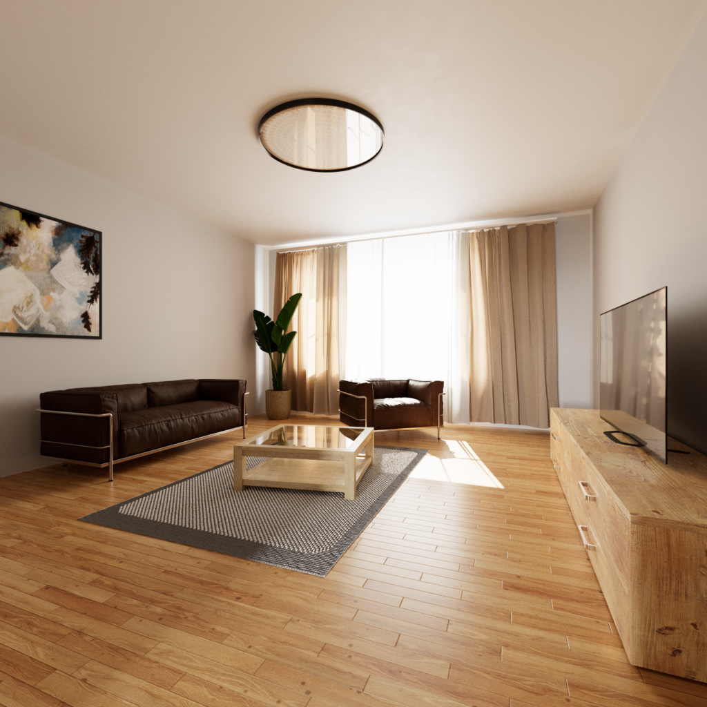 3D Visualisierung - Innenraum Wohnzimmer aus Wohnungs-Grundriss